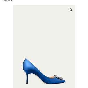 Manolo Blahnik Blue Hangisi 90 Satin Heel